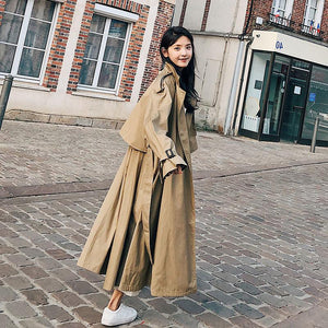 Women British Double Breasted Slim Long Trench Coat Windbreaker Stylish Fashion Ladies