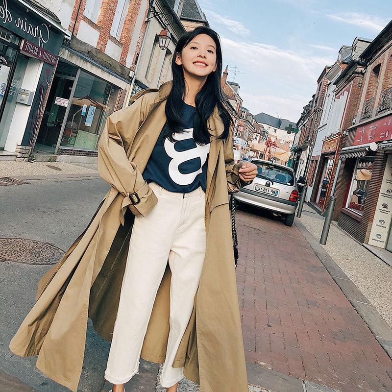 Women British Double Breasted Slim Long Trench Coat Windbreaker Stylish Fashion Ladies