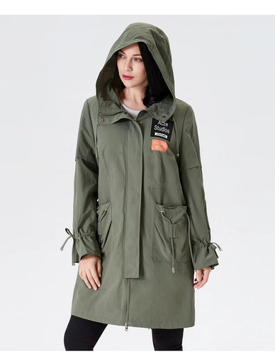 2019 Trench Coat Spring Female Trench Clothes Classic Hooded Solid Fashion Ukraine Ladies
