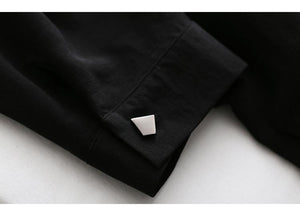2019 Loose Women's Windbreaker Spring Casual Turn-down Collar Pockets Black Thin Coat Jacket Female Outwear