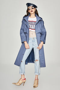 2019 Autumn New Casual Women's Cotton X-Long Hooded Trench Coat