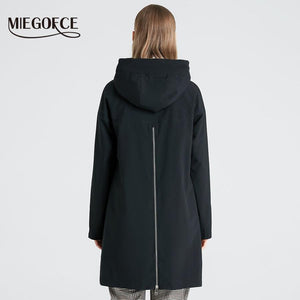 2019 Spring Autumn Long Women's Trench Coat Stand Collar Hooded Female Slim Synthetic Women's Coat