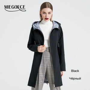 2019 Spring Autumn Long Women's Trench Coat Stand Collar Hooded Female Slim Synthetic Women's Coat