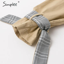 Load image into Gallery viewer, Turn Down Collar Stitching Women Trench Coat Vintage Sash Long Outwear Belted Pocket Ladies Overcoat