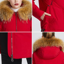 Load image into Gallery viewer, 2019 New Winter Collection Jacket Women Winter Parka With Fur Hood Patch Pocket Women Coat