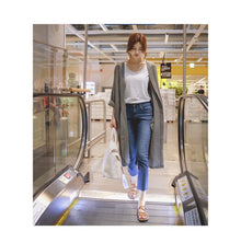 Load image into Gallery viewer, Medium Long Cotton Linen Sun Protection Clothing Female Autumn Loose Thin Over Knee Cardigan Trench Coat