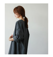 Load image into Gallery viewer, Medium Long Cotton Linen Sun Protection Clothing Female Autumn Loose Thin Over Knee Cardigan Trench Coat