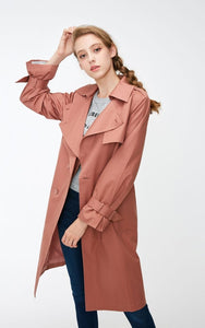 Women's Straight Fit Two-tiered Lapel Minimalist Trench Coat