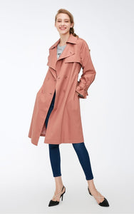 Women's Straight Fit Two-tiered Lapel Minimalist Trench Coat