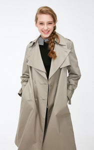 Women's Straight Fit Two-tiered Lapel Minimalist Trench Coat