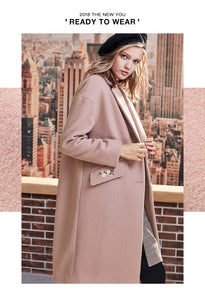 2019 Autumn Winter Women Wool Coat New Women's Embroidered Woolen Coat