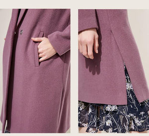 2019 Autumn Winter New Women Wool Coat  Double-breasted Woolen Coat