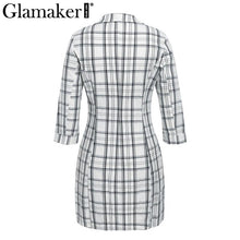Load image into Gallery viewer, Sexy Plaid Deep V Neck Office Blazer Women Autumn Double Breasted Trench Coat
