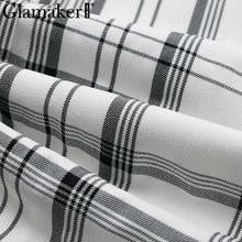 Load image into Gallery viewer, Sexy Plaid Deep V Neck Office Blazer Women Autumn Double Breasted Trench Coat