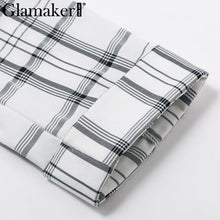 Load image into Gallery viewer, Sexy Plaid Deep V Neck Office Blazer Women Autumn Double Breasted Trench Coat