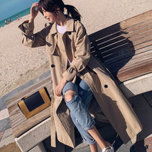 Load image into Gallery viewer, 2019 Autumn Women Long Trench Coat With Belt Turn Down Collar Clothes Long Coat Trench Femme