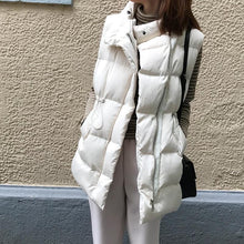 Load image into Gallery viewer, Winter Long Sleeveless Vest Coats Women Stand Neck Slim Cotton Padded Jacket