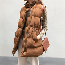 Load image into Gallery viewer, Winter Long Sleeveless Vest Coats Women Stand Neck Slim Cotton Padded Jacket