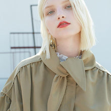 Load image into Gallery viewer, Vero Moda Fall Lapel Zip Front Cinched Waist Medium-style Lace-up Coat Jacket