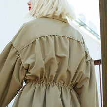 Load image into Gallery viewer, Vero Moda Fall Lapel Zip Front Cinched Waist Medium-style Lace-up Coat Jacket