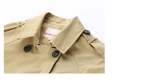 British Style Women Long Trench Coat Double-Breasted Cotton Outerwear Coats Ladies Casual