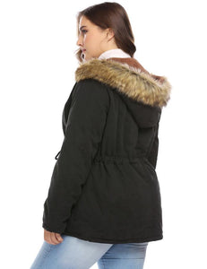 Women Winter Cats Casual Long Sleeve Hooded Jackets Solid Zip-up Anorak Parka Jacket