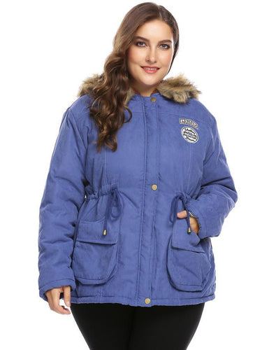 Women Winter Cats Casual Long Sleeve Hooded Jackets Solid Zip-up Anorak Parka Jacket
