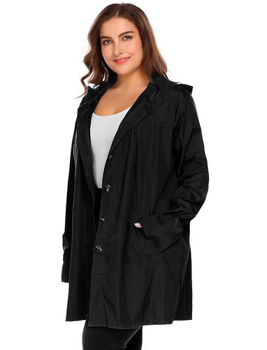 Women Rain Coat Jacket Spring Autumn Hooded Windbreaker Lightweight Waterproof Raincoat