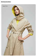 Load image into Gallery viewer, 2019 Autumn Trench Coat Women Outrwear Quality Hood Double Breasted Top Long Coat Fashion