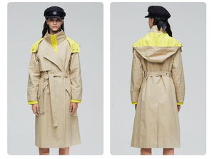 2019 Autumn Trench Coat Women Outrwear Quality Hood Double Breasted Top Long Coat Fashion