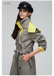 2019 Autumn Trench Coat Women Outrwear Quality Hood Double Breasted Top Long Coat Fashion