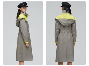 2019 Autumn Trench Coat Women Outrwear Quality Hood Double Breasted Top Long Coat Fashion