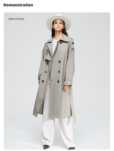 2019 Autumn Top Trench Coat Women Double Breasted Long Outerwear Lady Overcoat
