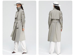 2019 Autumn Top Trench Coat Women Double Breasted Long Outerwear Lady Overcoat