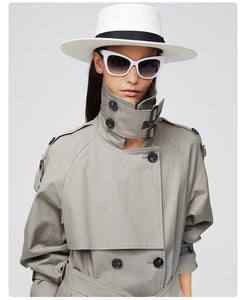 2019 Autumn Top Trench Coat Women Double Breasted Long Outerwear Lady Overcoat