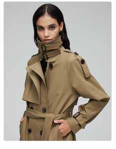 2019 Autumn Top Trench Coat Women Double Breasted Long Outerwear Lady Overcoat
