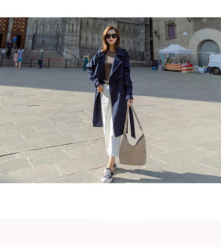 2019 Windbreaker Coats Long Spring Autumn Coat Women Trench Coats Loose Casual Ladies Outerwear