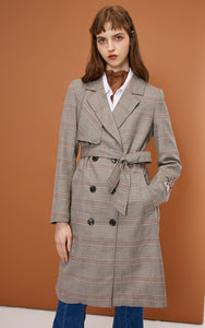 Women's Double-breasted Lapel Medium Length Embroidered Wind Coat