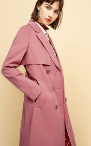 Women's Double-breasted Lapel Medium Length Embroidered Wind Coat
