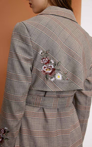 Women's Double-breasted Lapel Medium Length Embroidered Wind Coat
