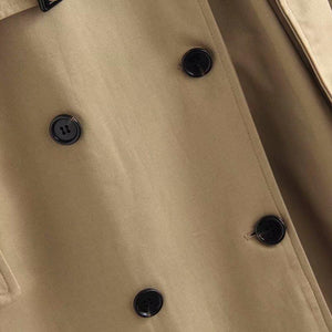 Women Casual Solid Color Double Breasted Outwear Sashes Office Coat Chic Epaulet Design Long Trench