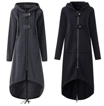 Load image into Gallery viewer, 2019 Windbreaker Women Hooded Long Sleeve Zipper Drawstring Casual Irregular Coat Casual Solid Long Jacket Sweatshirt