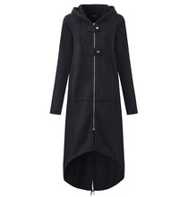 Load image into Gallery viewer, 2019 Windbreaker Women Hooded Long Sleeve Zipper Drawstring Casual Irregular Coat Casual Solid Long Jacket Sweatshirt