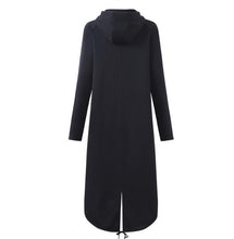 Load image into Gallery viewer, 2019 Windbreaker Women Hooded Long Sleeve Zipper Drawstring Casual Irregular Coat Casual Solid Long Jacket Sweatshirt