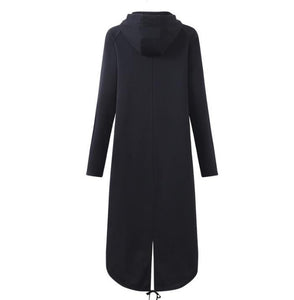 2019 Windbreaker Women Hooded Long Sleeve Zipper Drawstring Casual Irregular Coat Casual Solid Long Jacket Sweatshirt