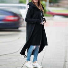 Load image into Gallery viewer, 2019 Windbreaker Women Hooded Long Sleeve Zipper Drawstring Casual Irregular Coat Casual Solid Long Jacket Sweatshirt