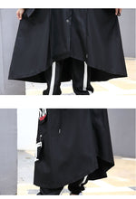Load image into Gallery viewer, 2019 Spliced Black Trench Women Tide Long Print Streetwear Hoodie Casual Female Wide Waisted Coat