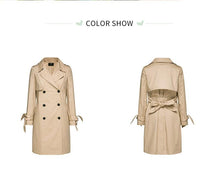 Load image into Gallery viewer, Women Double-Breasted Classic Trench Coat With Collar Abrigo Mujer Windbreaker Long Outwear Overcoat