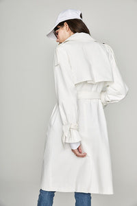 2019 Autumn New Casual Women's Cotton Washed Long Double-breasted Trench Coat Loose Clothing