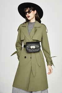 2019 Autumn New Casual Women's Cotton Washed Long Double-breasted Trench Coat Loose Clothing